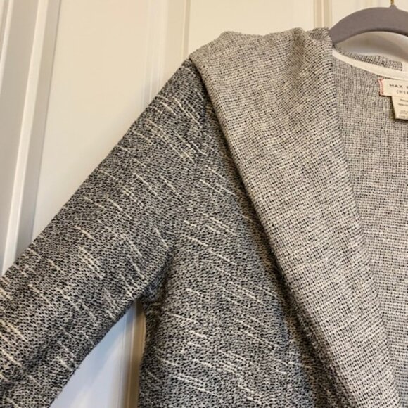 Max Studio Weekend 100% Cotton Hooded Open Cardigan Asymmetrical Black White S - Picture 6 of 16